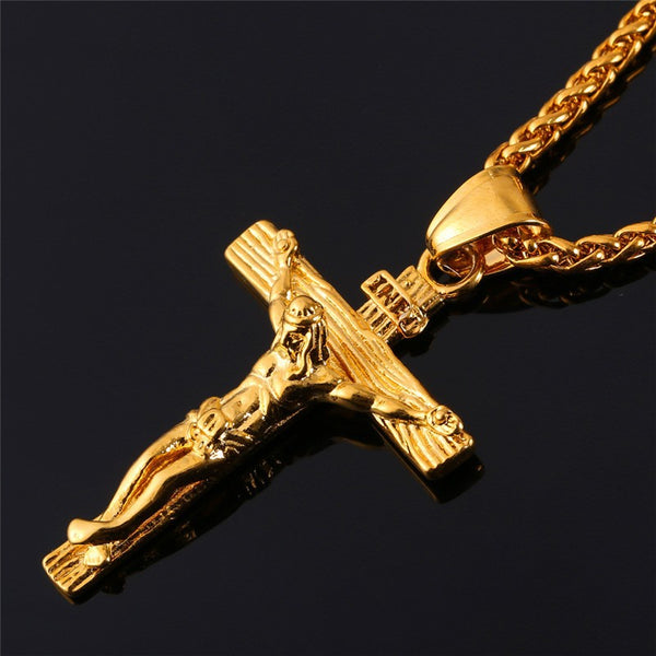 Stainless Steel Jesus Cross Necklace with Chain | Christian Jewelry