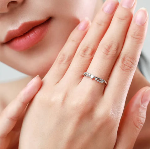 Silver Cross Heart Ring