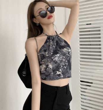 Retro Print Slim Fit Women's Sexy Tank Top