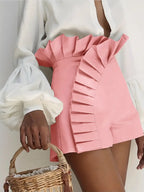 High Waist Lace Decor Women's Asymmetric Summer Shorts