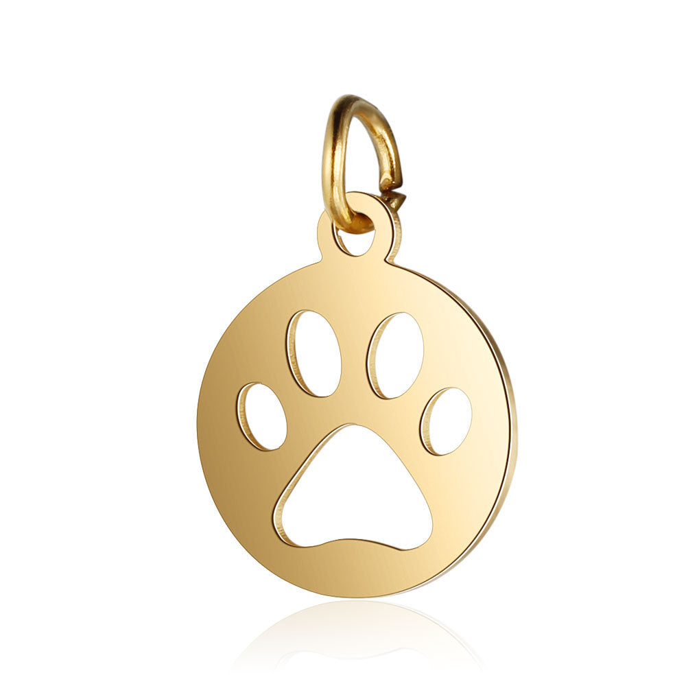 Polished Titanium Steel Hanging Ring with Paw Pendant