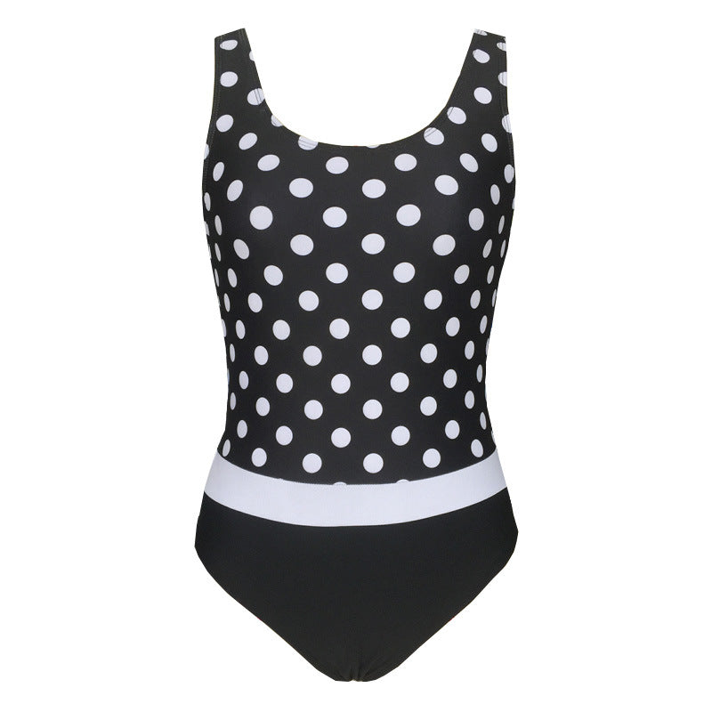 Polka Dot High-Neck One-Piece Swimsuit