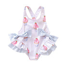 Baby Girl Cupcake Print Bow Swimsuit