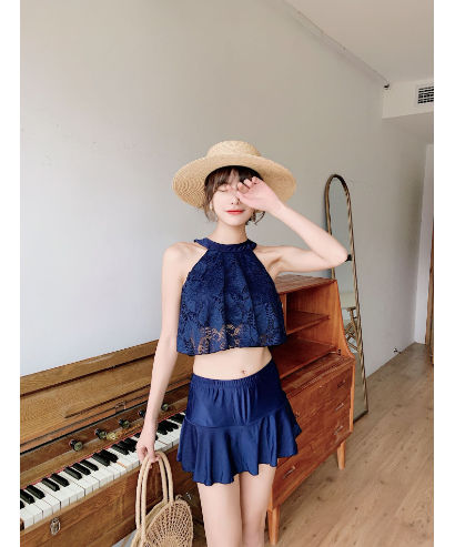 Lace Ruffle Skirted Two-Piece Swim Set