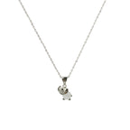 Silver Cat's Eye Elephant Necklace for Women