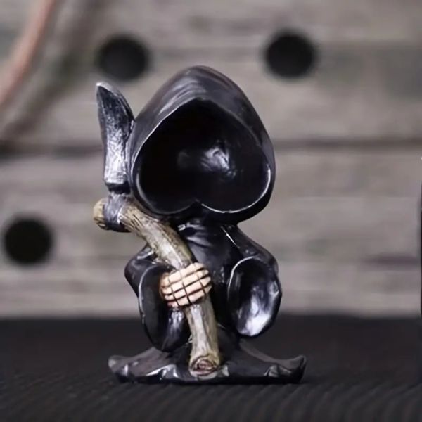 Black Standing Scythe Death God Resin Home Decor Ornament | Home Decor