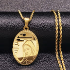Mary Mother of God Pendant Necklace in Stainless Steel