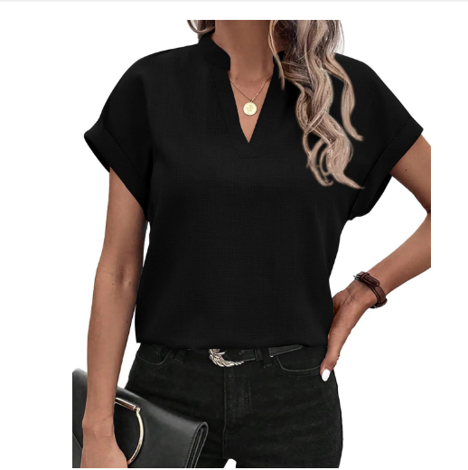 Women's V-Neck Short Sleeve Crop Top