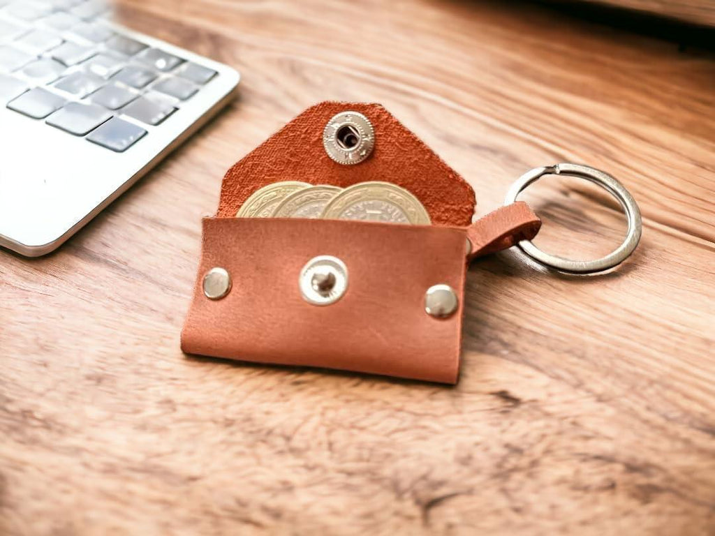 Purple Leather Keychain Coin Holder for Man and Women Airtag Holder Keychain | Accessory