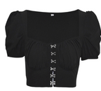 Puff Sleeve Square Neck Cropped Top