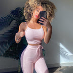 2020 Summer Women's Ribbed Crop Top and Flare Pants Set