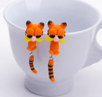 Handmade Polymer Clay Garfield Cat Earrings