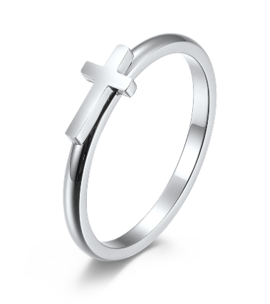 Stainless Steel Cross Shelf Couple Fashion Rings