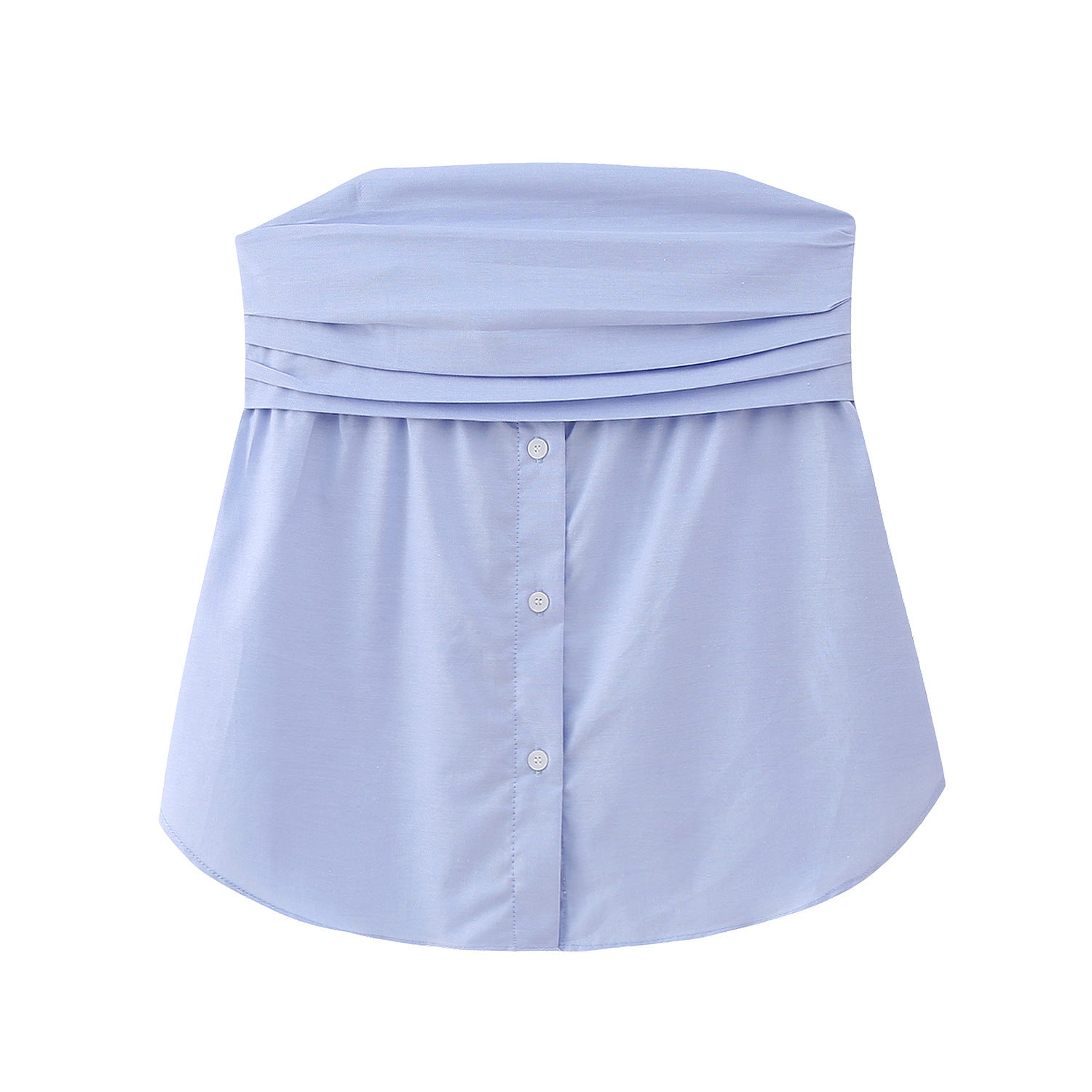 Spring New European Style Pleated Button Crop Top