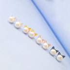 Silver Freshwater Pearl Cat Ears Earrings