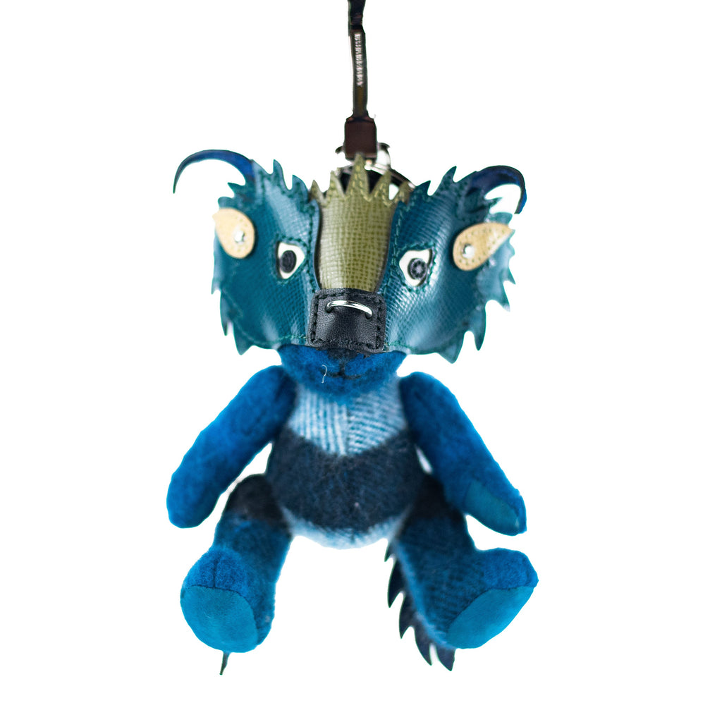 Burberry Thomas Bull Check Cashmere Leather Blue Keychain | Accessory