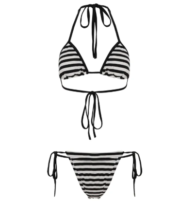 Women's Brown Polka Dot Ruffle Skirt Bikini Set