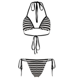 Women's Brown Polka Dot Ruffle Skirt Bikini Set