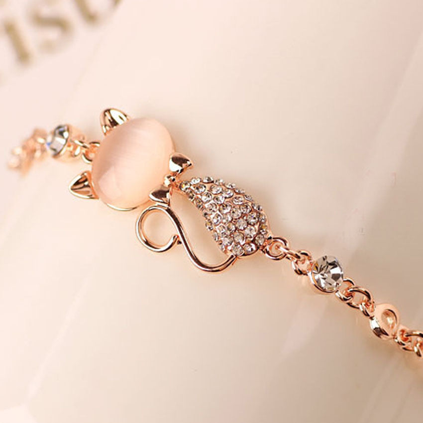 Trendy Korean Cat Bracelet with Accents