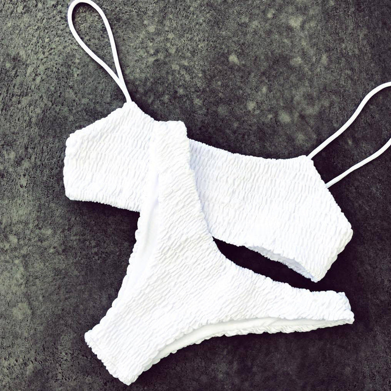 Smocked Shirred Bandeau Bikini Set
