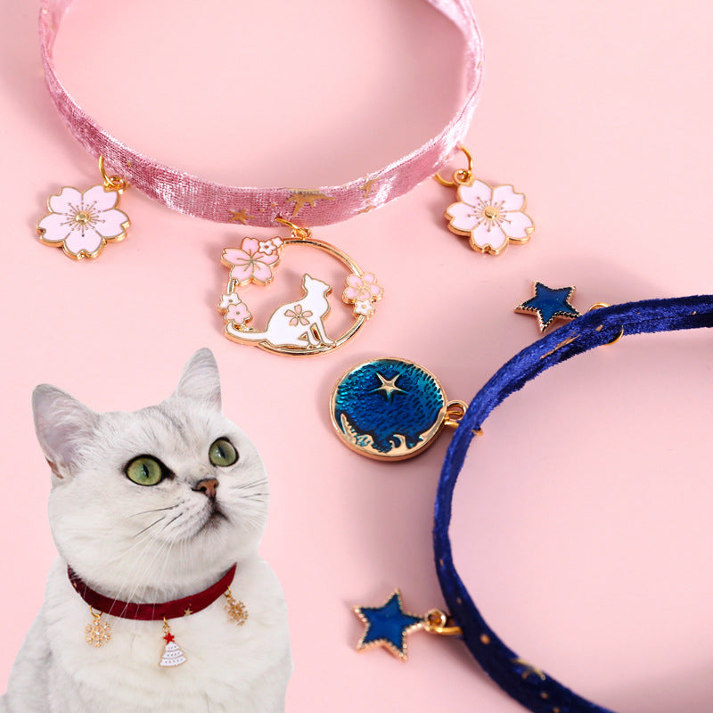 Velvet Pet Collar with Star Jewelry for Small Dogs & Cats