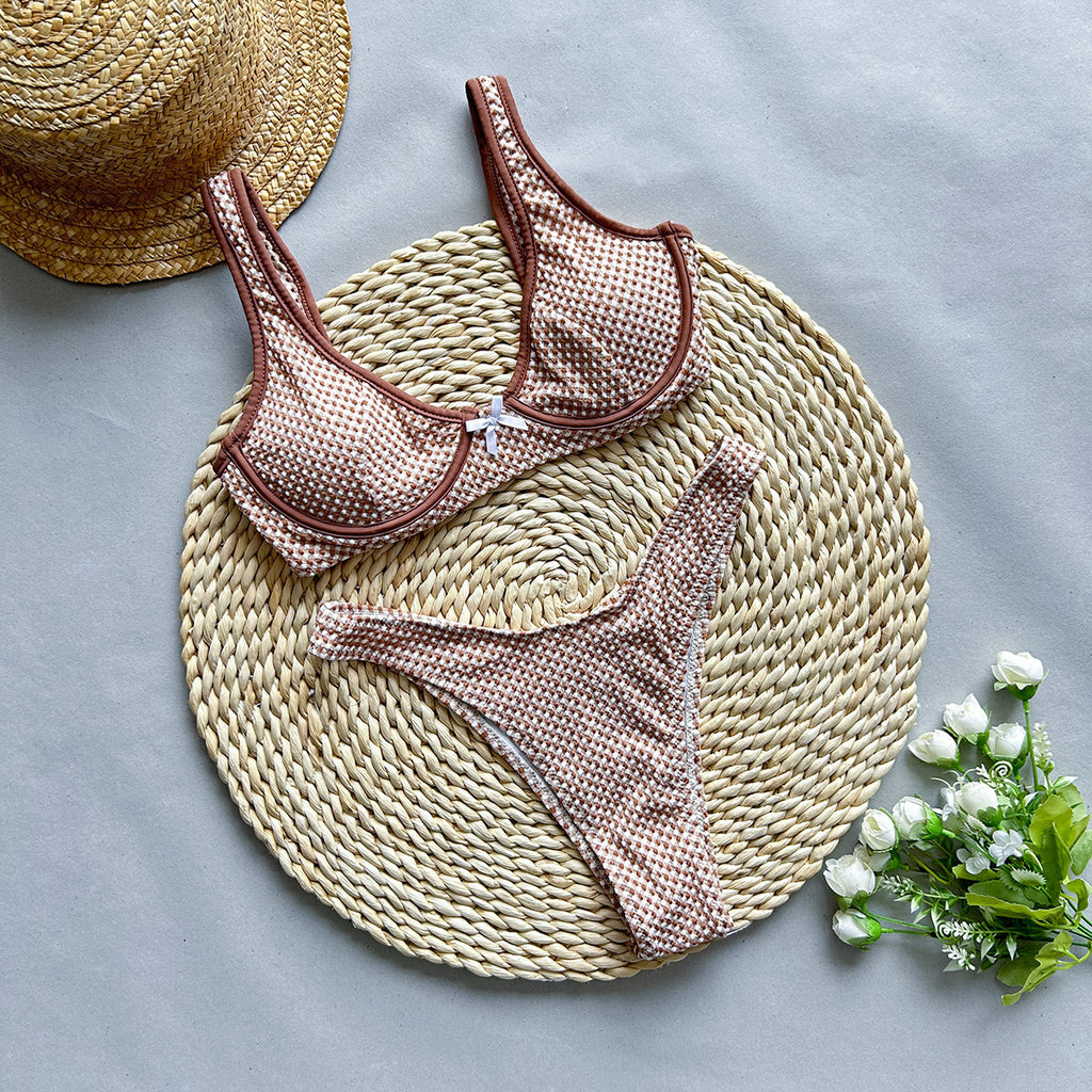 Gingham Underwire High-Cut Bikini Set