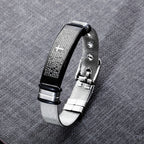 Black Titanium Steel Bracelet with Christian Verses | Christian Jewelry