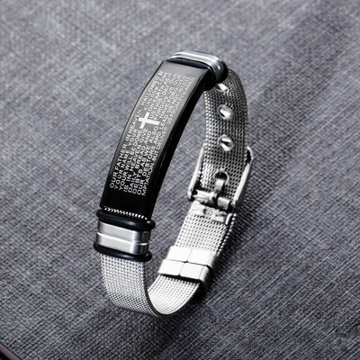 Black Titanium Steel Bracelet with Christian Verses | Christian Jewelry