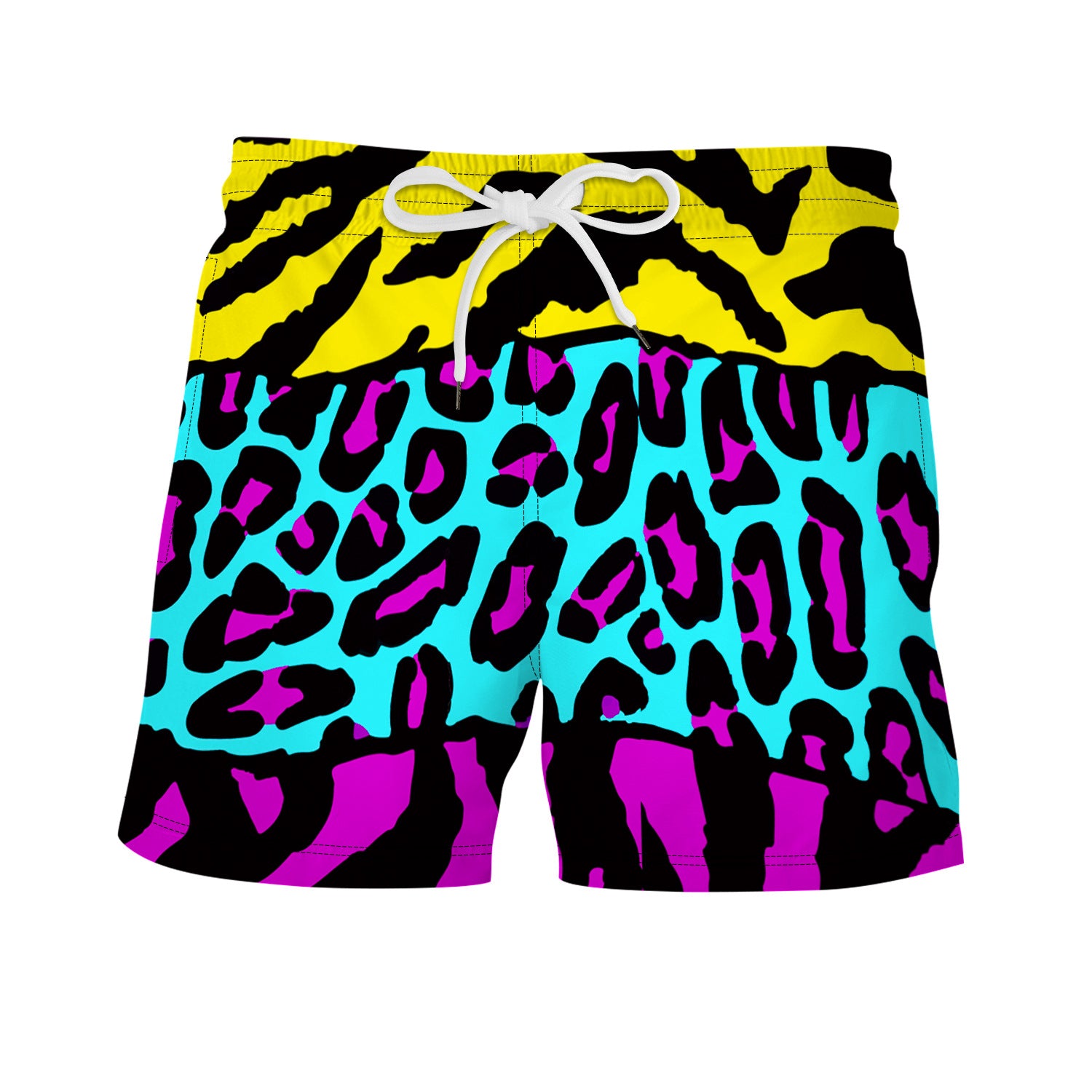 Men's Colorful Handprint Print Swim Trunks