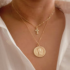 Cross And Coin Layered Necklace