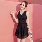 Pleated Skirted One-Piece Swimdress