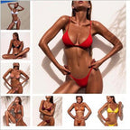 Women's Solid String Triangle Bikini Set