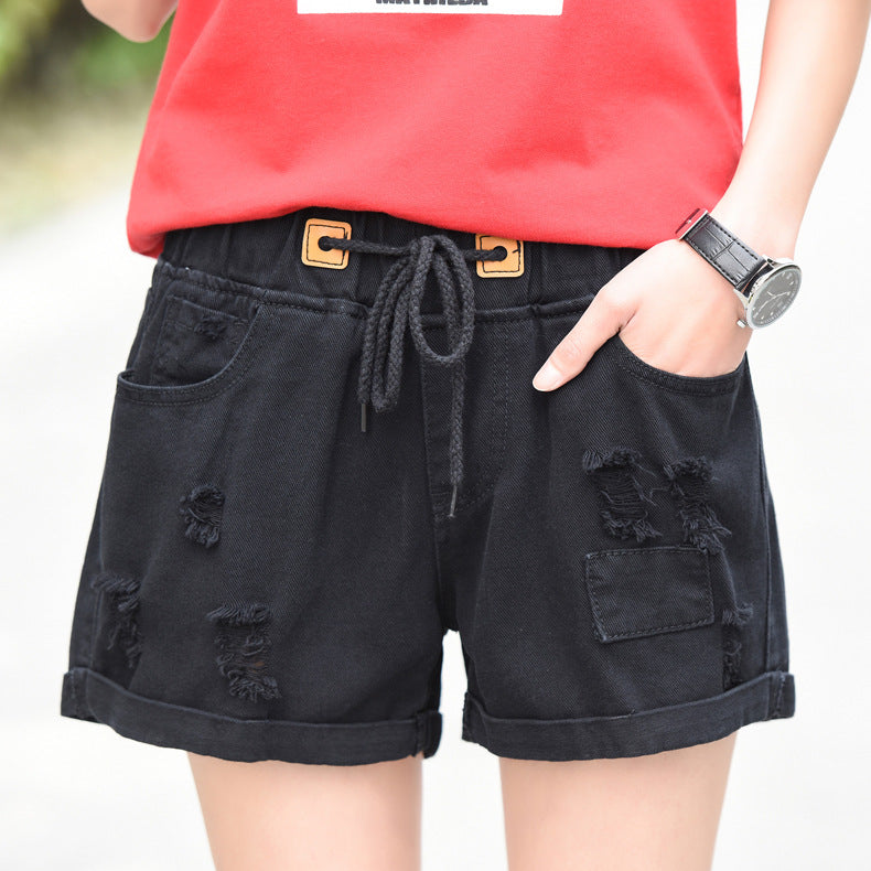 Women's Loose Ripped Denim Shorts, Casual Wide Leg Pants