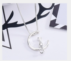 Moon Cat Pendant Necklace with Minimalist Design (One Piece)