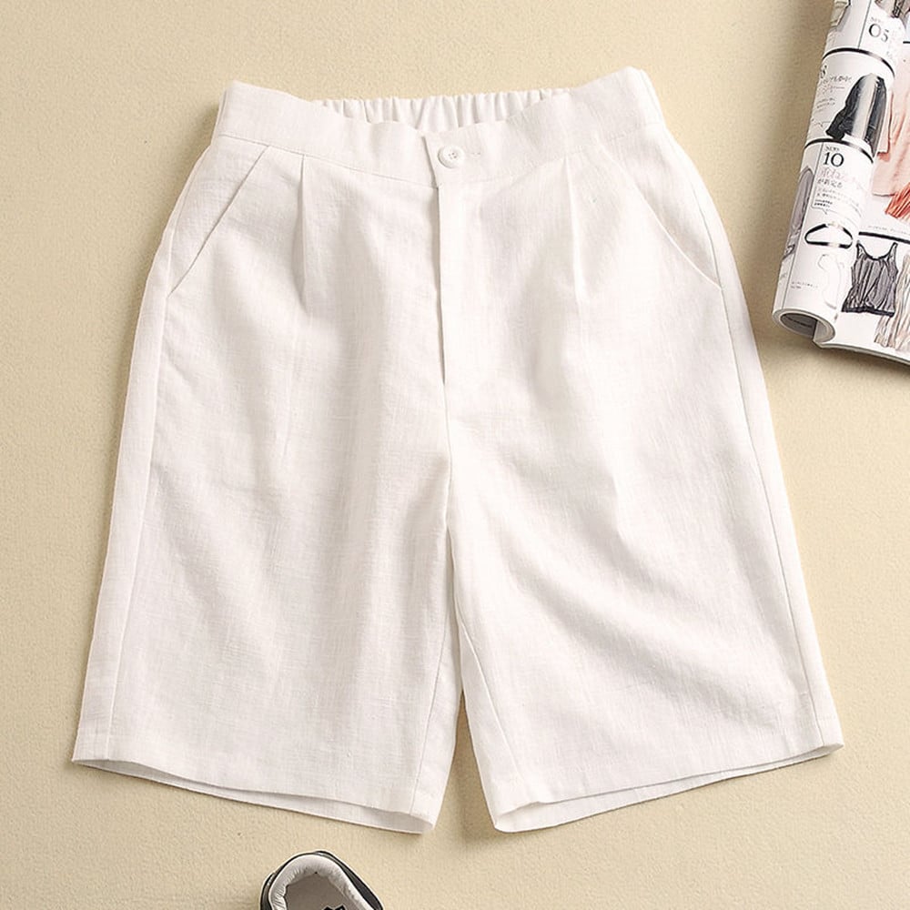 Loose High Waist Women's Cotton Shorts Trousers