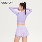 Women's Long Sleeve Rash Guard Swim Set with Skirt Leggings