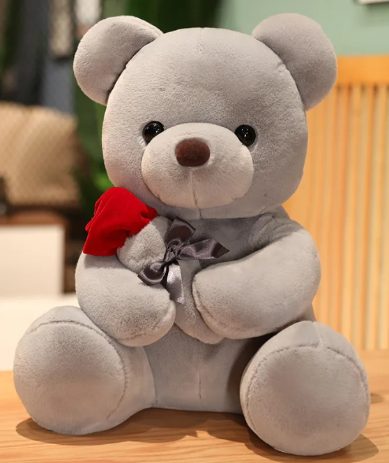 Hugging Roses Teddy Bear Plush Pillow | Home Decor