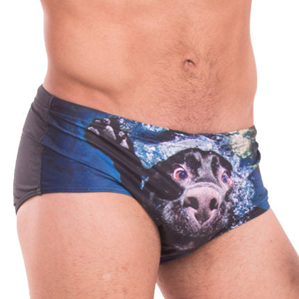 Men's Novelty Dog Print Swim Briefs