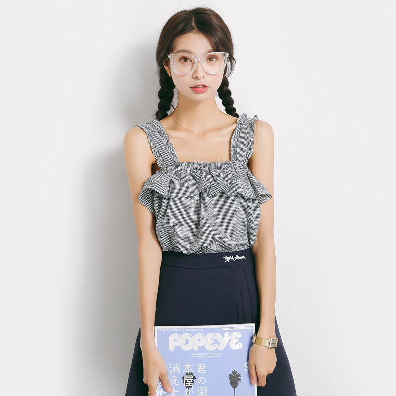Lace Trim Camisole Top - Slim Fit Sleeveless Tank
