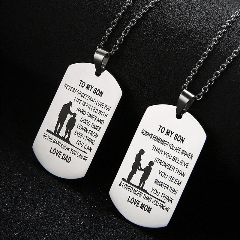Stainless Steel Dog Tag Necklace with Letter Design