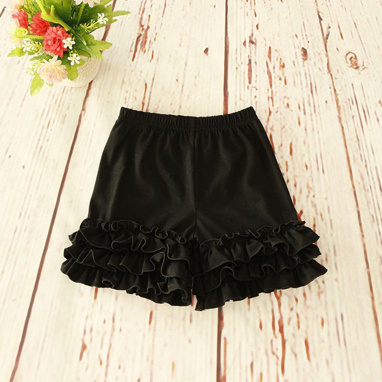 2019 Kids Cotton Ruffle Hem Shorts for Girls