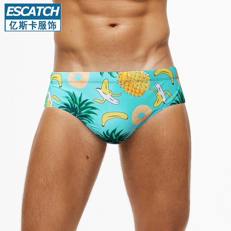 Men's Lemon Print Quick-Dry Swim Trunks