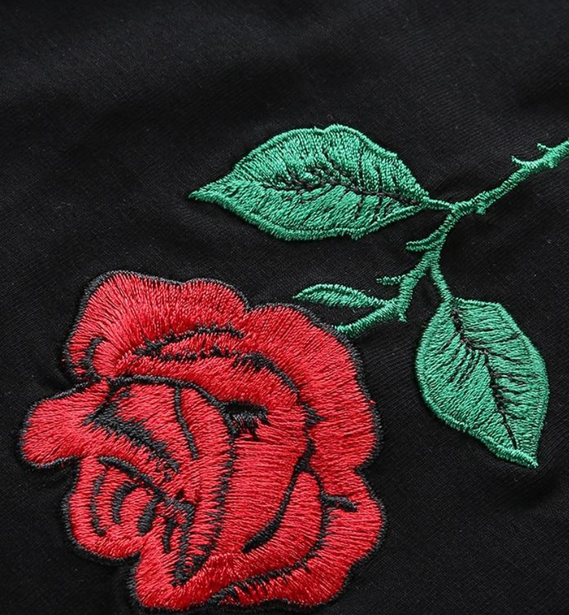 Embroidered Rose Crop Top Vest for Women