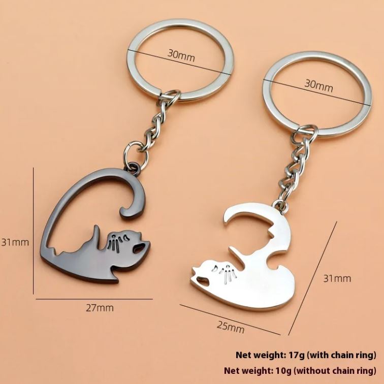 Cat Lovers Heart Keychain Pendant | Accessory