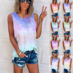 Loose Tie-Dye Gradient Print Tank Top for Women