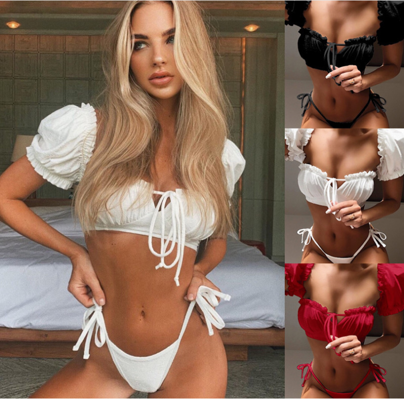 Tropical Floral Off-Shoulder Ruffle Bikini Set