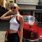 Summer Women's Sleeveless Crop Top with Hollow Design