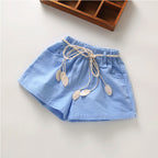 Girls' Cotton Linen Summer Shorts - Loose Fit Design