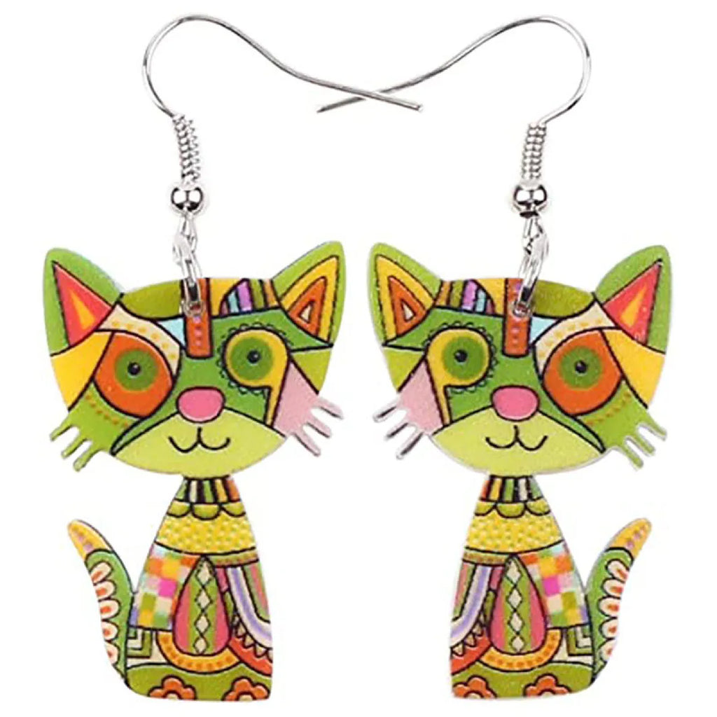3D Painted Cat Earrings | Jewelry