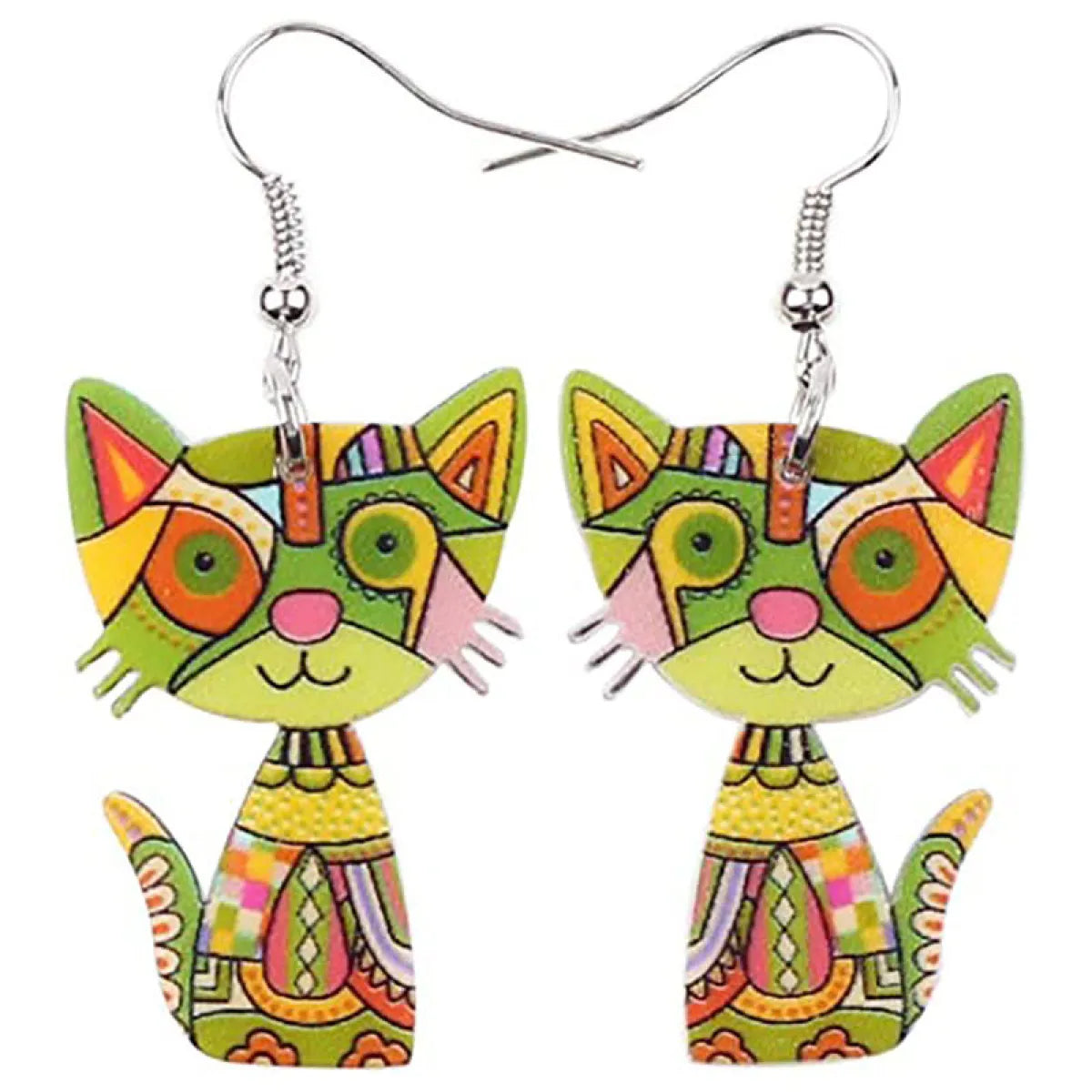 3D Painted Cat Earrings | Jewelry